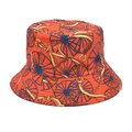 Close-up of bright orange bucket hat with equestrian chain print and equestrian patterns - M(56-58cm) / Red