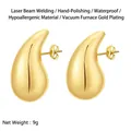 18K gold plated chunky teardrop earrings with matte brushed finish 27mm height - Water Drop Stud / 15*27mm / Gold