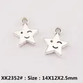 Silver alloy smiling star charm pendant for DIY jewelry, size 14x12x2.5mm - XK2352#