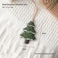 Ornamento natalizio in resina a forma di albero con bordi bianchi e punti rossi, 6x5cm - Ciondolo Albero di Natale