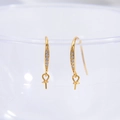 Golden S925 sterling silver ear hooks with cubic zirconia for DIY jewelry making - Gold