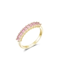 Eleganter S925 Sterlingsilber Ring vergoldet mit ovalen rosa Zirkonia Steinen Gr. 7 - US-Größe 5 / Gold
