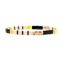 Bohemian Tila bead bracelet in black, off-white, yellow, and gold geometric pattern - Black/Yellow/White