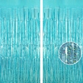 Blue laser foil fringe curtain for party decor with sparkling sequin texture detail - 1m*2m / Laser Light Blue