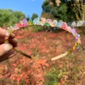 Handmade gold crystal headband with colorful natural gravel stones and wire wrap - Double Row / Colorful Crackle-Double Row