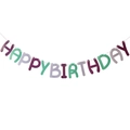 Macaron pastel Happy Birthday banner with gold stamping on white background - Ins Style Mermaid Theme Birthday Banner