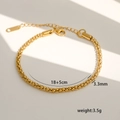 Minimalist 18K gold plated titanium steel chain bracelet with 3.3mm width and 18+5cm length - 10-13 Curb Woven Chain