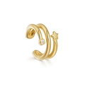 Zweilagige 18k vergoldete Ohrmanschette mit Sternanhänger und Zirkonia-Stein - Gold (Einzelstück)
