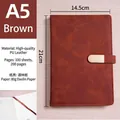 A5 brown PU leather notebook with a magnetic buckle and 100 sheets of lined paper - A5 (With Buckle / 100 Sheets) / Brown