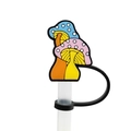 Cute blue and pink mushroom silicone straw topper cover for drinking accessories - Colorful Mushroom-1704-62