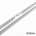Men's 8mm silver stainless steel Cuban link chain necklace with lobster clasp - 8mm Steel Color / Necklace 45cm