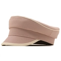 Chique roze-bruine baret van imitatieleer met crème bies getoond in zijaanzicht - M (56-58cm) / Oudroze