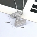 Iced out silver letter Z bubble pendant necklace with zircon stones and bead chain - Letter Z