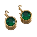 Smaragdgrüne Ohrringe im Vintage-Stil mit runden Kristallen und goldenem Metallhaken - 10er Pack / Gold Basis Dunkelgrün
