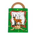 Green gift bag water globe lamp with deer forest scene and sparkling snowflakes - Small Gift Bag / Green-Reindeer