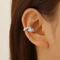 Silver geometric X cross ear cuff earring with sparkling zircon stones for women - Silver Full Zircon Style (9558)