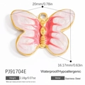 Pink and white gradient butterfly pendant in 18K gold plated stainless steel - Pink White Gradient Butterfly (PJ91704E)
