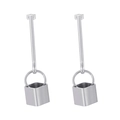 Silver square geometric drop earrings in minimalist stainless steel for women - Silver Long Square Pendant Style (KE23615-D)