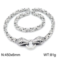 Collier chaîne byzantine argentée avec têtes de serpent doubles, 450mm de long et 81g - Couleur Acier (45cm)