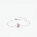 Bracciale in argento sterling S925 con ciondolo a cuore in zirconi rosa su sfondo bianco - Argento 925 / Argento