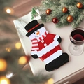 Snowman Christmas cutlery holder in red and white felt with knife and fork - Snowman