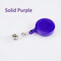 Retractable badge holder in purple plastic with metal hook and transparent PVC strap - Purple