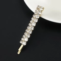Sparkling gold hair clip with two rows of clear rhinestones on a metal base - Double Row Small Rhinestones / Gold