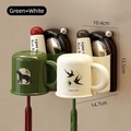 Wall-mounted toothbrush holder set with suction cup and cups in green and white colors - Couple Set (Creamy White/Retro Green)