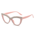 Rosafarbene Cat-Eye-Sonnenbrille mit elegantem Strassbesatz am Rahmen für Damen - Rosa