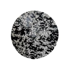 Round metallic mesh table mat with abstract black and white marble pattern texture - Black