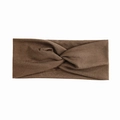 Braunes elastisches breites Yoga-Stirnband für Damen mit bequemem Stoffknoten-Design - Hellbraun