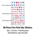 Self-adhesive colorful star gemstone stickers in 6mm 8mm 10mm sizes for DIY craft decoration - 88 Pcs Star Stickers