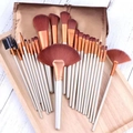 Professional 24pcs makeup brush set with rose gold handles and a stylish carry bag - 24pcs Gold