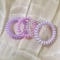 Elastici per capelli a spirale in viola glitterato, rosa cipria e modelli trasparenti - 6# Rosa Viola e Trasparente Set da 4