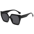 Moderne quadratische Übergroße Sonnenbrille mit schwarzem Rahmen und dunklen Gläsern - Sonnenbrille / Schwarzer Rahmen Graue Gläser