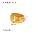 Gold plated wide ring with irregular wave textures and 11mm width for modern styling - Gold Multi-layer Spiral Texture (NB-R24132)