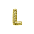 Detailed view of golden 3D balloon letter L pendant with pave set sparkling crystals - English Letter L (DB241107-L)