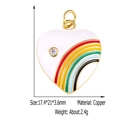 Rainbow enamel heart pendant in copper with gold plating and cubic zirconia stone - White Heart Rainbow