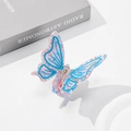 Pince à cheveux papillon en acétate rose et bleu ornée de strass étincelants - Bleu Pâle