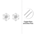 Pendientes de botón de copo de nieve en plata S925 con circonitas brillantes - TF1912_CE012_E494 / Tamaño Pequeño Cobre con Pin de Pendiente de Plata