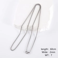Detail of 2mm silver box chain necklace 60cm length displayed on white stone - Silver (2mm Wide x 60cm Long)