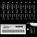 Size chart showing 16 sizes of clear half-matte soft gel nail tips from 1.4cm to 0.6cm - Western Style 04 / 256 Pieces