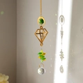 Golden moon suncatcher with colorful crystals and prism ball for rainbow wall projection - Diamond
