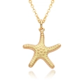 Collier bohème avec pendentif étoile de mer plaqué or et émail blanc pour femme - crème