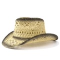 Dettaglio della paglia intrecciata a giorno e bordi sfumati neri sul cappello cowboy - M (56-58cm) / Crema Nero Gradiente