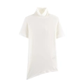 Camiseta blanca de cuello alto para mujer con manga corta y dobladillo asimétrico - S / Blanco