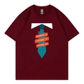 Oversized burgundy t-shirt with Happy Father's Day tie print and short sleeves - XS / Style 318 / Burgundy