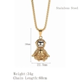 Collier avec pendentif astronaute doré en acier inoxydable et détails des dimensions - Argent bicolore