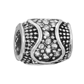 Silver owl charm bead with sparkling rhinestones for DIY bracelets and jewelry - Full Rhinestone Large Hole Cylinder Bead