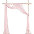 Blush pink sheer chiffon wedding arch drapery hanging on natural birch wood frame - 70*800cm / Light Pink